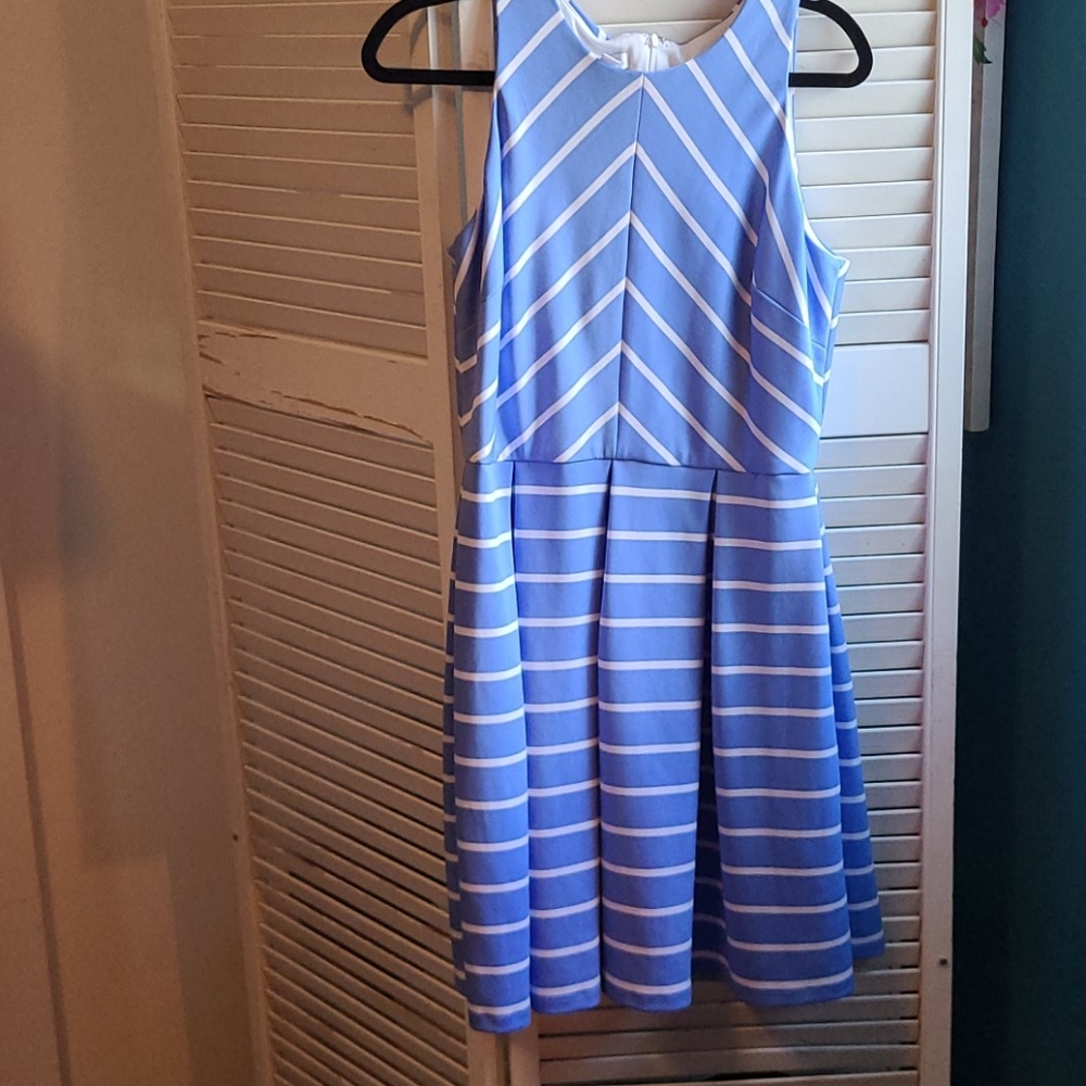 London Times blue and white a line dress